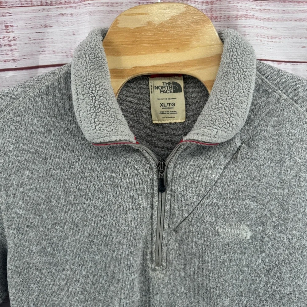 The North Face Sweater Mens XL Gordon Lyons 1/4 Zip Fleece Pullover Grey